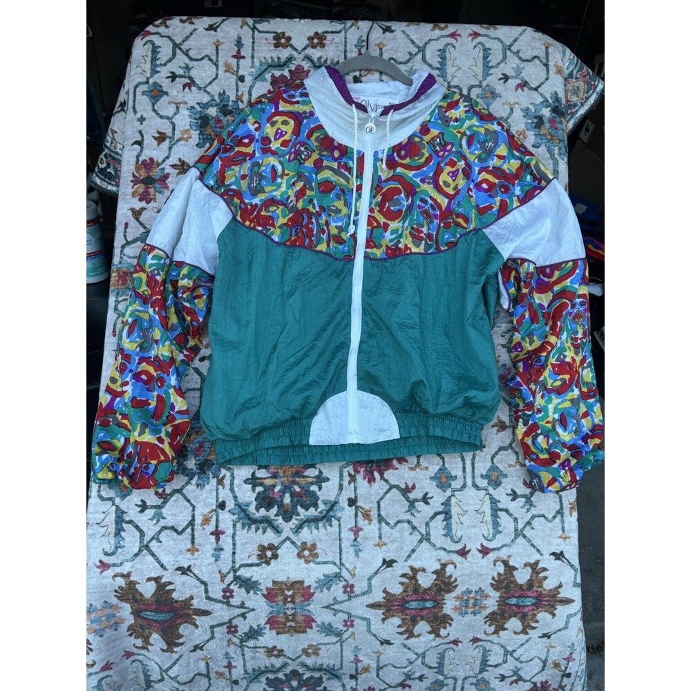 Vintage 80s Olympic Exposure Crazy Pattern Jacket L